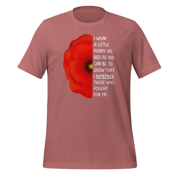 Red Poppy Flower Shirt Unisex Lest We Forget Shirt Veterans Day Shirt USA Memorial Shirt (Mauve, M)