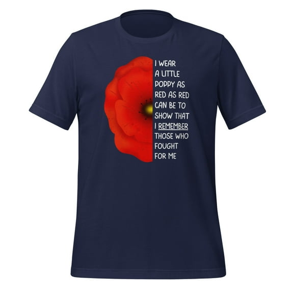 Red Poppy Flower Shirt Unisex Lest We Forget Shirt Veterans Day Shirt USA Memorial Shirt (Navy, 2XL)