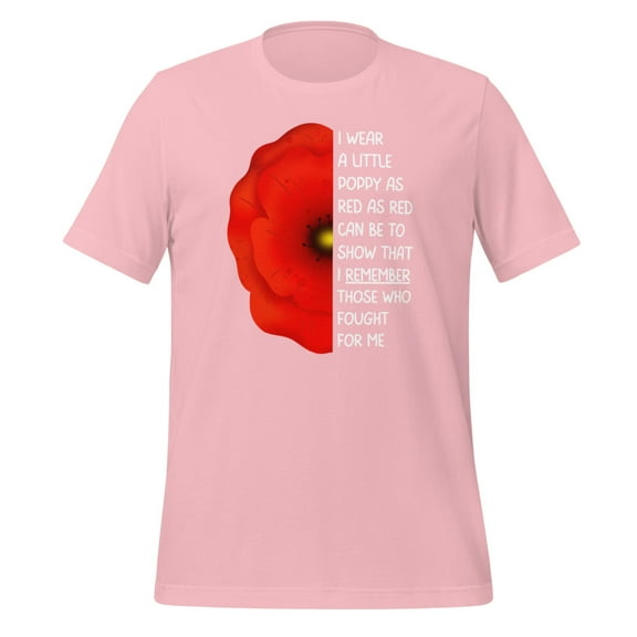 Red Poppy Flower Shirt Unisex Lest We Forget Shirt Veterans Day Shirt USA Memorial Shirt (Pink, 3XL)
