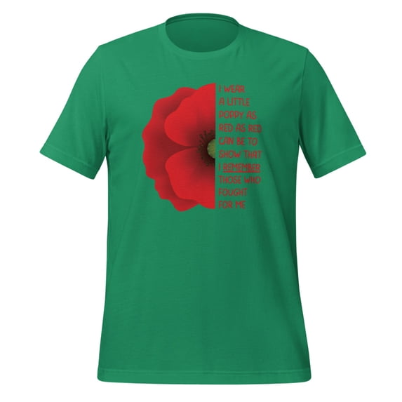 Red Poppy Flower Shirt Unisex Veterans Day Shirt USA Memorial Shirt Lest We Forget Shirt (Kelly, 2XL)