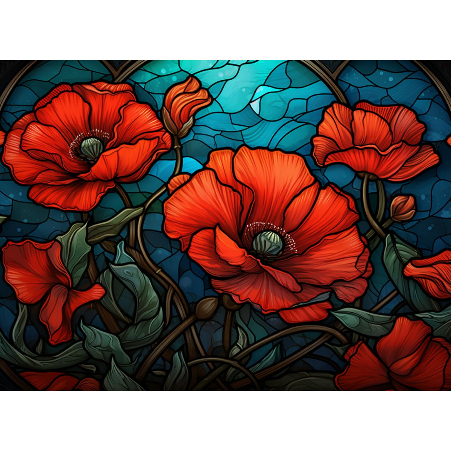 Red Poppy Flowers 5D Diamond Art Painting by Number Kits for Adults DIY ...