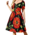 Red Poppy Flowers Casual Dress Stylish Dresses Pretty Dress Womens V