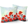 thumbnail image 1 of Red Poppy Flowers Throw Pillow Cases 18 x 18 inch Set of 2 Beauty Bloom Floral Square Cushion Cover Standard Pillowcase for Home Decorative Sofa Armchair Bedroom Living Room, 1 of 6