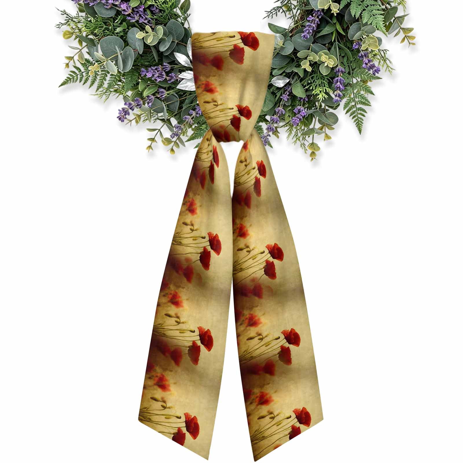 Red Poppy Flowers Wreath Sash for Front Door 4.5