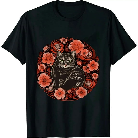 Red Poppy Gardener Cat Flower Kitty Cats Art Premium T-Shirt