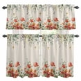 thumbnail image 1 of Red Poppy Kitchen Curtains Sets for Windows 36 Inch Length, Farmhouse Country Vintage Flower Leaf Plant Rod Pocket Window Treatments Tier Curtains and Valances Set for Bedroom/Bathroom, 1 of 8