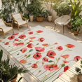 thumbnail image 1 of Red Poppy Outdoor Rug for Patio/Deck/Porch, Non-Slip Large Area Rug 6 x 9 Ft, Spring Summer Flowers Botanical Rustic Indoor Outdoor Rugs Washable Area Rugs, Reversible Camping Rug Carpet Runner, 1 of 8