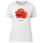 Red Poppy Papaver Flower T-Shirt Women -Image by Shutterstock, Female Large
