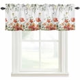 thumbnail image 1 of Red Poppy Rod Pocket Curtain Valance, Spring Farmhouse Country Flower Leaf Plant Farmhouse Window Valance for Living Room, Bedroom, Kitchen 42"W x 12"L, 1 of 9