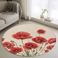 thumbnail image 1 of Red Poppy Round Area Rug 4Ft Washable Circle Rugs for Bedroom Dining Room, Spring Summer Farmhouse Flowers Rustic Burlap Non-Slip Carpet Floor Mats Indoor Outdoor Carpet Runner Aesthetic Home Decor, 1 of 8
