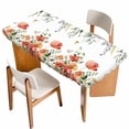 thumbnail image 1 of Red Poppy Table Cloths for 5 Foot Rectangle Tables, Spring Farmhouse Country Flower Leaf Plant Patio Waterproof Elastic Fitted Tablecloths, Washable Rectangular Table Cover for Camping, 1 of 8