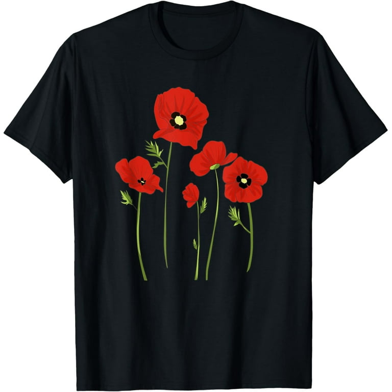 Red Poppy T-Shirt Botanical Poppies Flower Red Poppy T-Shirt Botanical Poppies Flower