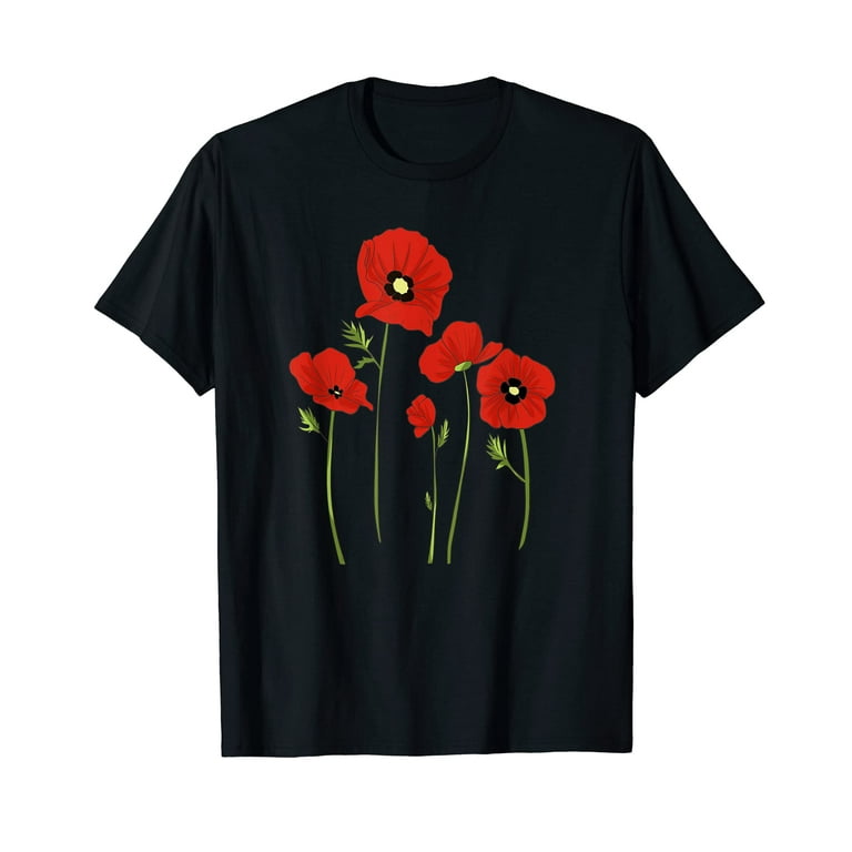 Red Poppy T-Shirt Botanical Poppies Flower Red Poppy T-Shirt Botanical Poppies Flower
