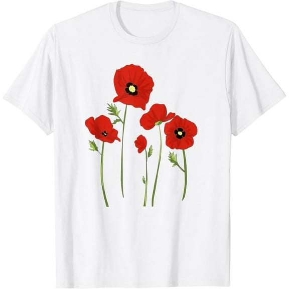 Red Poppy flower, Red Botanical Poppies, Poppy T-Shirt