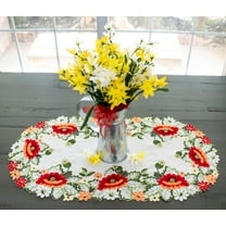 Red Poppy on Ivory Table Runner (14"x27"/ 15"x34")
