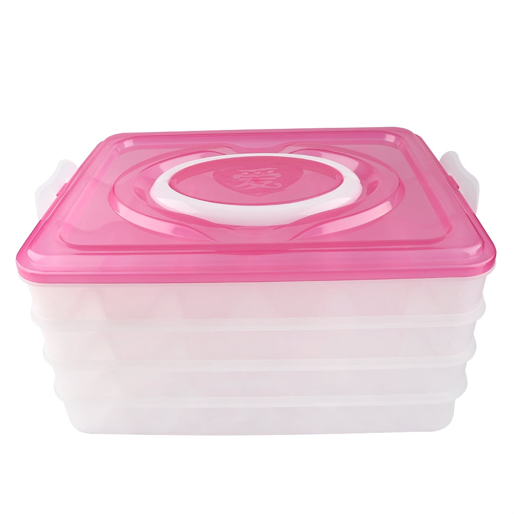 Red Portable 4-Layer Dumpling Box - Plastic Case Container for Kitchen ...