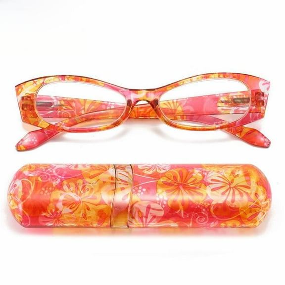 Red Portable Colorful Pen Holder Case Reading Glasses Spring Hinge Plastic Small Rectangle Presbyopic Glasses HD +1.00
