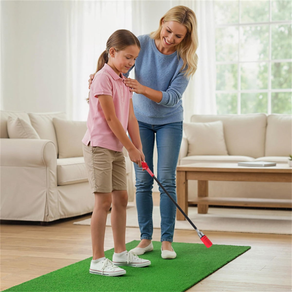 Red Portable Fiberglass Golf Swing Stick Sound Feedback Golf Warm-Up Tool for Beginners Pros Improve Grip Shot Accuracy