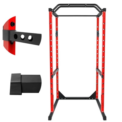 Red Power Cage, 1200LBS Weight Capacity Power Rack, Home Gym Squat Rack for Bench Press Training, Deep Squat Routine, Pull - Up Exercise