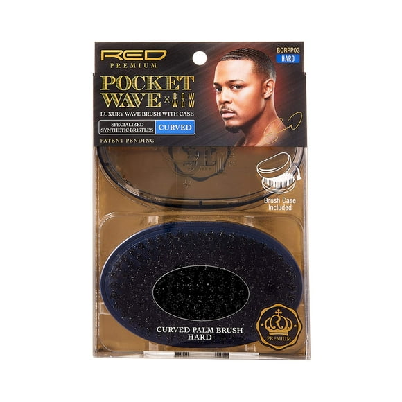 Red Premium Pocket Wave Bow Wow Curved Palm Brush (Hard)