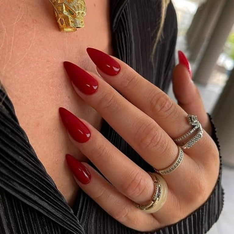 Almond Red Press on nails Almond Red Press on nails