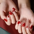 thumbnail image 1 of Red Press on Nails Short Christmas Decorations Square Fake Nails Cute Full Cover False Nails for Women and Girls24PCS,pattern:Christmas3;, 1 of 5
