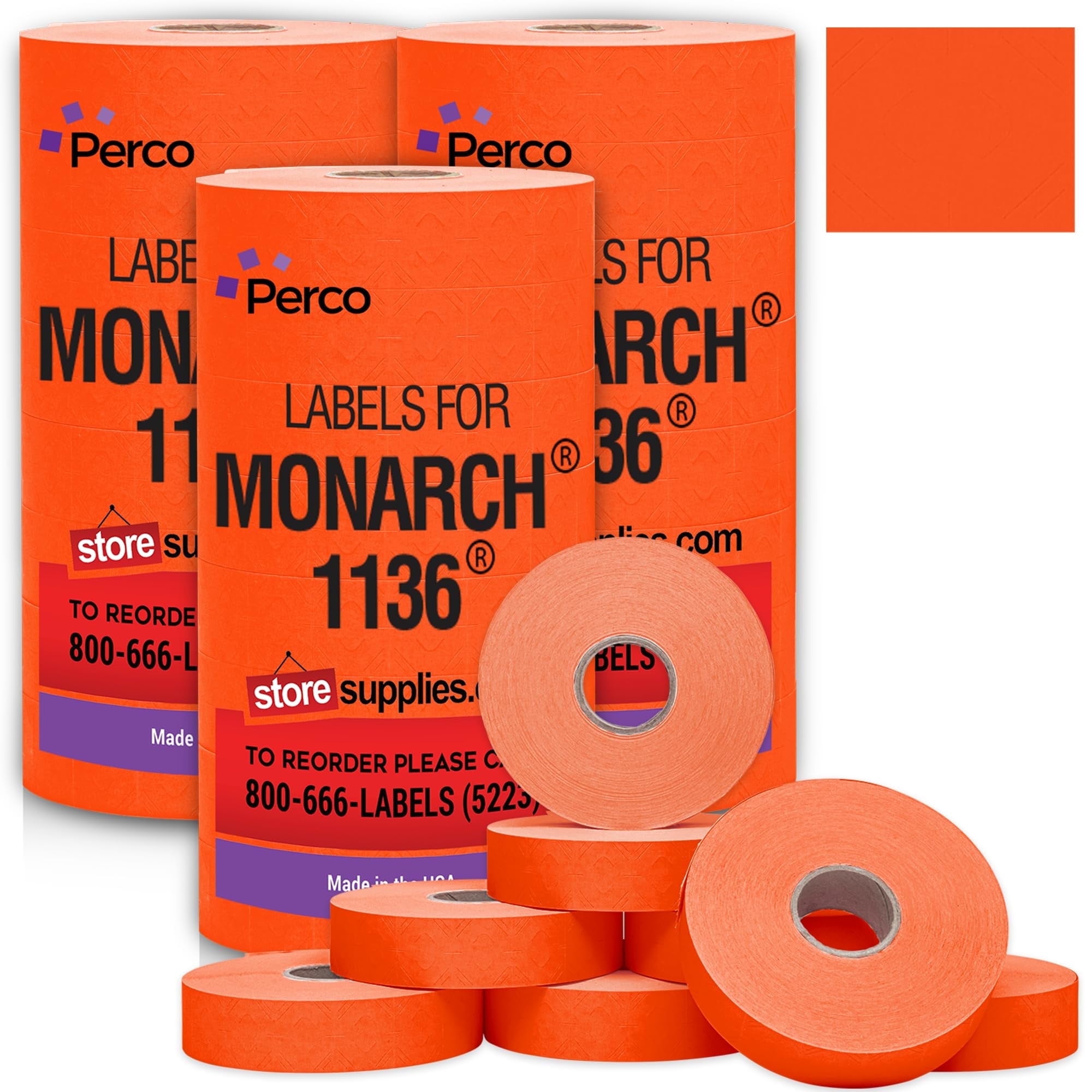 Pricing Labels for Monarch 1136 Fluorescent Red - 42,000 labels w/ 24 Rolls Value Pack, 3 Sleeves - Made in USA