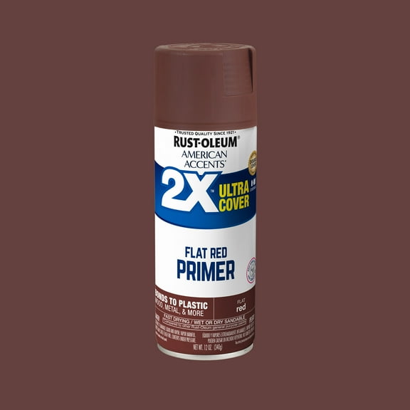 Red Primer, Rust-Oleum American Accents 2X Ultra Cover Flat Spray Paint-339018, 12 oz