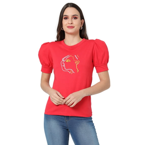 Red Printed Top
