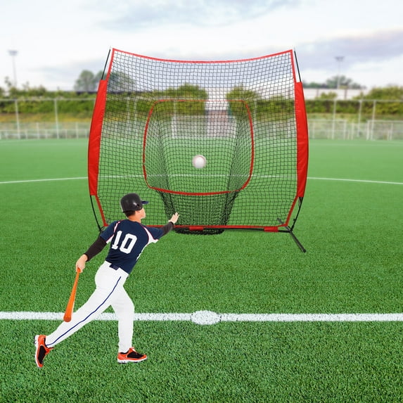 Red Pro Baseball Softball Hitting Pitching Net Baseball Backstop Practice Net