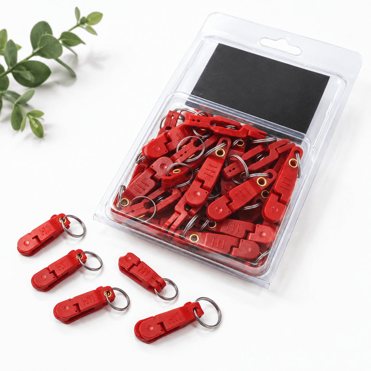 Split Termial Red Pro Snap Weights for Trolling, 25 Clips with Split Rings for ...