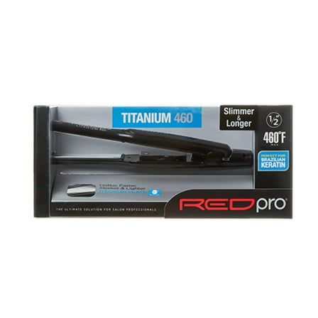 Red Pro Titanium Flat Iron 1/2 Inch – 100% Pure Titanium Plates for Silk Press & Brazilian Blowout, Frizz-Free Shine, Heats Up in 18 Seconds, Max Temp 460°F