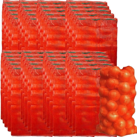 Red Produce Bags,Reusable Produce Pouchs,Onion Mesh Bags,Breathable Corn Storage Poultry Meshs for Garden Produce Fruits Vegetables (50 Pack)