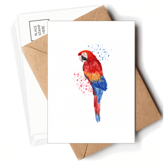 Red Psittaciformes Parrot Bird Postcards Envelopes Blank Note Cards Mailing