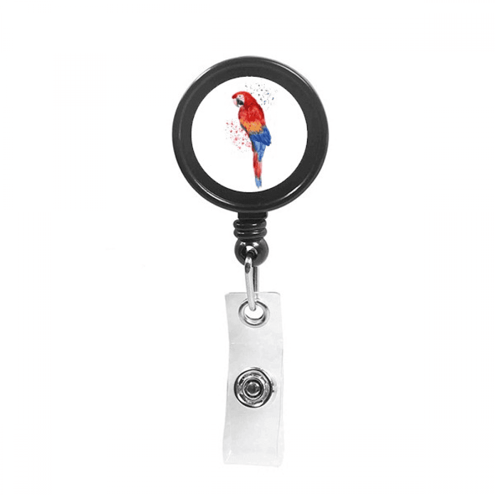 Red Psittaciformes Parrot Bird Retractable Keychain Badge Holder ID Badge