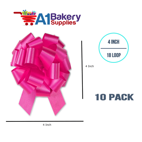 Red Pull Bows – 4" 18 Loops, 10-Pack | Easy to Assemble, Premium Gift Wrap & Decoration for Holidays, Weddings, Baby Showers | A1 Bakery Supplies