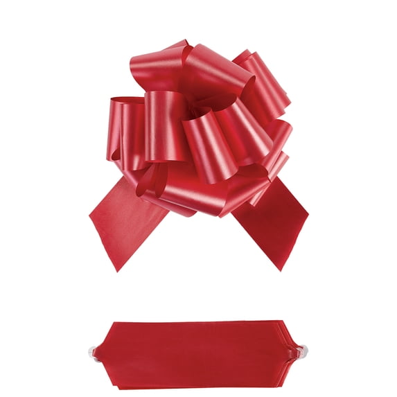 Red Pull Bows - 8" (8”W x 20 Loops) - Pack of 50