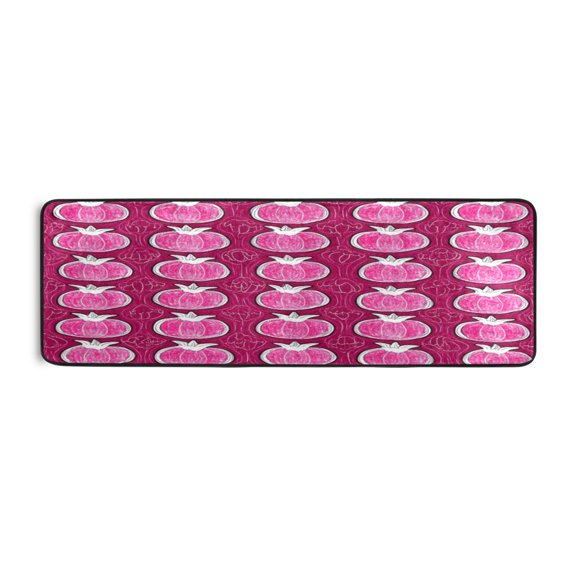 Red Pumpkins on Purple 72x24" Runner Rug, Non-Slip Memory Foam Cushion, Anti-Crease for Hallways and Bedrooms