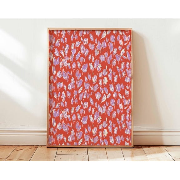 Red Purple Abstract Floral Wall Art Print