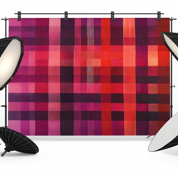 Red Purple Backdrop for Photoshoot,Photography Photo Studio Background Wall Backdrop,Modern Striped Plaid Abstract Oil Painted Back Drop Banner Panel for Portraits Wedding Party Live Streaming 7x5Ft