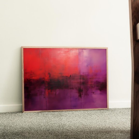 Red Purple Color Field Inspired Wall Art Decor Unframed Paper Print