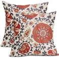 thumbnail image 1 of Red Purple Floral Pillow Covers 20x20 Inch Set of 2 Vintage Flower Outdoor Decorative Throw Pillow Covers Rustic Farmhouse Pillowcases Cotton Linen Cushion Covers for Couch Bedroom Sofa Chair Decor, 1 of 6