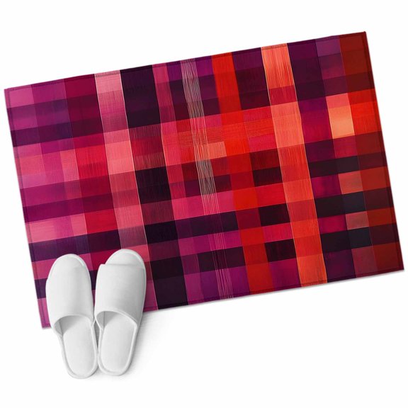 Red Purple Large Area Rugs for Bedroom Living Room, Soft Non Slip Carpet Bedside Rug, Modern Striped Plaid Abstract Oil Painted Rectangular Floor Cover Kitchen Accent Rug 2'x3' for Dining Room/Office