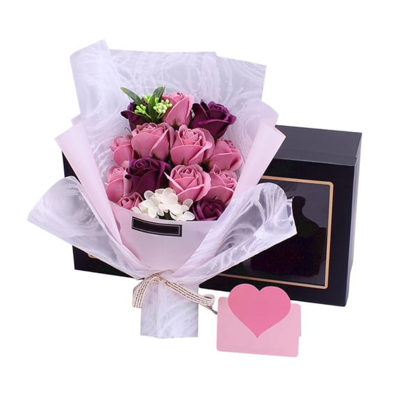 Red & Purple Rose Boxed with Greeting Card for Anniversary