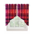 thumbnail image 1 of Red Purple Swag Valances for Windows, Modern Striped Plaid Abstract Oil Painted Rod Pocket Sheer Valances for Small Windows, Swag Toppers Light Filtering for Kitchen Living Room 2 Panels 36''x36'', 1 of 6