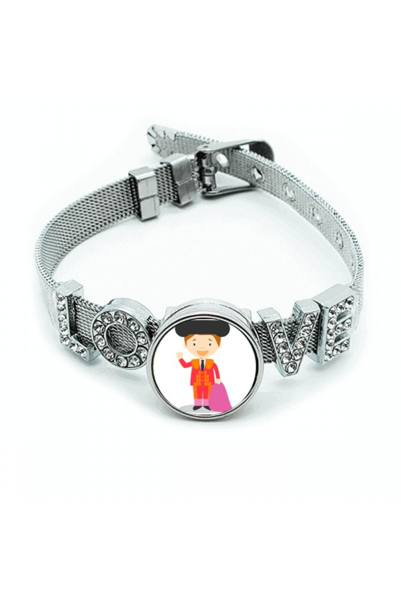 Red Purple Torero Cartoon Bracelet Wristband Crystal Love Adjustable Bangle