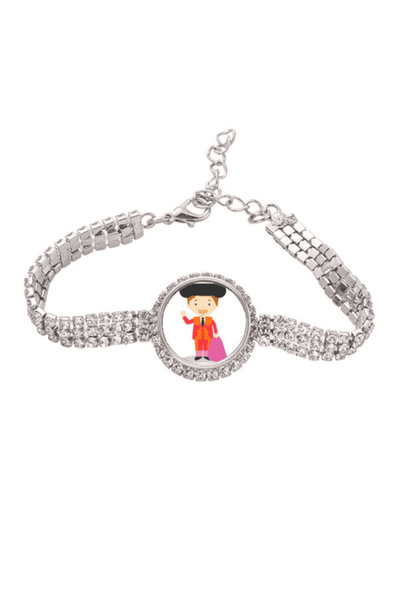 Red Purple Torero Cartoon Tennis Chain Anklet Bracelet Diamond Jewelry