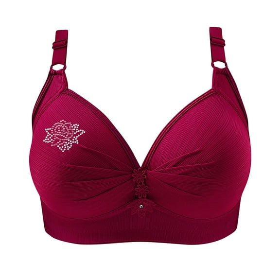 Red Bras for Women No Underwire Adjustable Bras Full Coverage Support Bralette Plus Size Everyday Bra