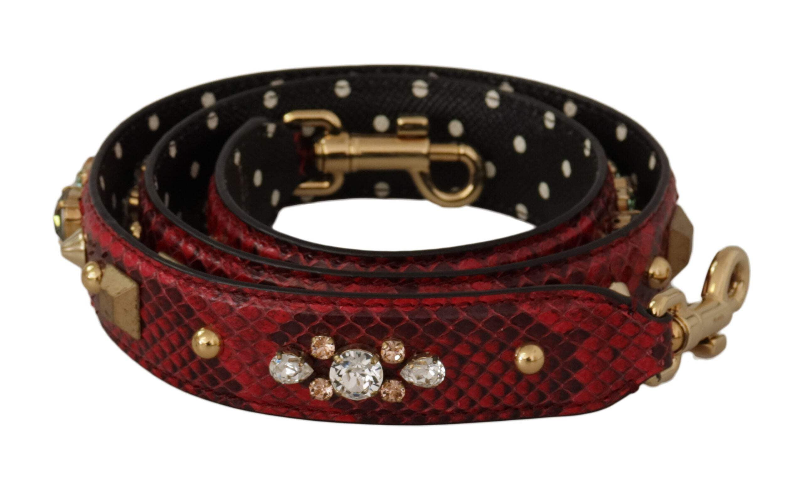Dolce Gabbana Red Python Leather Shoulder Bag Strap