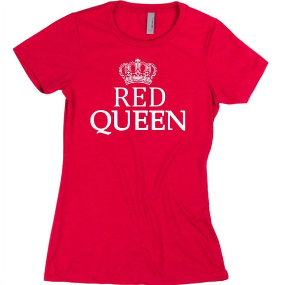 Red Queen Crown Printed Lady Shirt Red Short Sleeve Tee Large